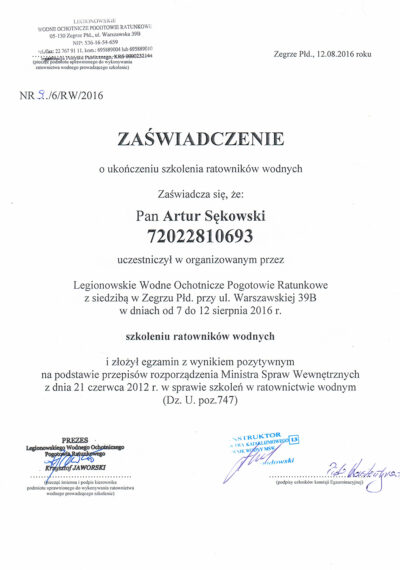 Kwalifikacje - ratownik medyczny - Artur Sękowski